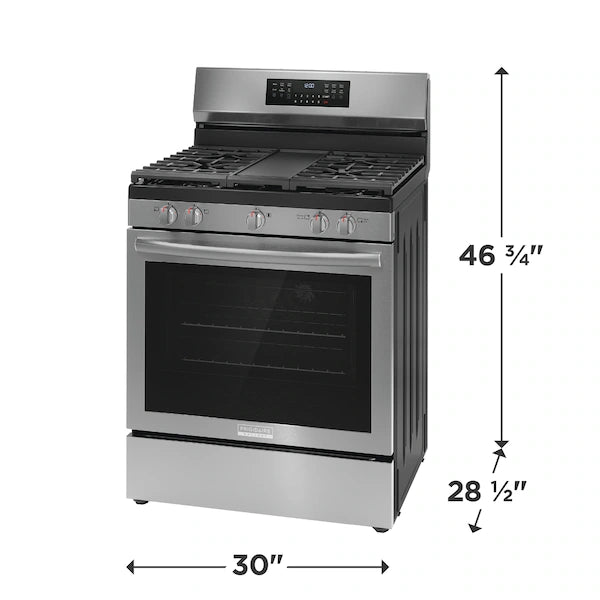 30" Gas Range with No Preheat + Air Fry Stainless Steel - FRIGIDAIRE GALLERY (GCRG3060BF)