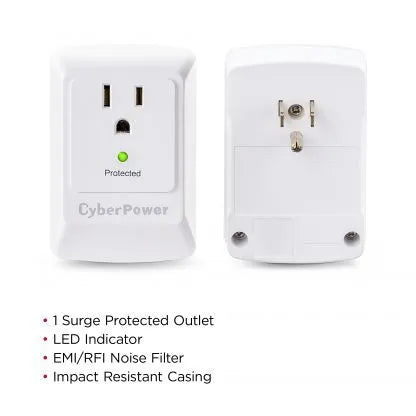 1 OUTLET SURGE PROTECTOR 900 JOULES WALL TAP  900 (CSB100W)